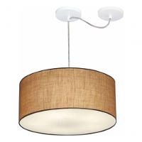 Lustre Pendente Cilíndrico Com Desvio De Centro Md-4147 Cúpula 50x25cm Palha - Bivolt - 5