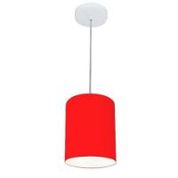 Lustre Pendente Cilíndrico Md-4012 Cúpula Em Tecido 18x25cm Vermelho - Bivolt - 1