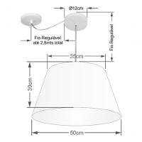 Lustre Pendente Cone Com Desvio Md-4278 Cúpula 30/35x50cm Rsutico Bege - Bivolt - 4