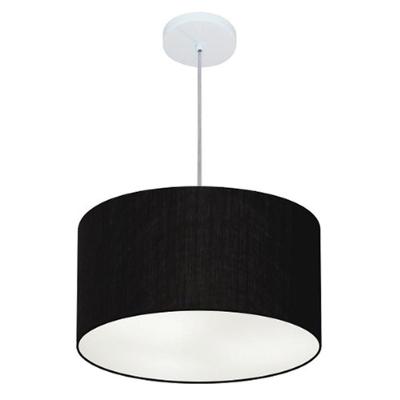 Lustre Pendente Cilíndrico Md-4019 Cúpula Em Tecido 40x21cm Preto - Bivolt