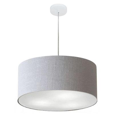 Lustre Pendente Cilíndrico Md-4049 Cúpula Em Tecido 50x21cm Rustico Cinza - Bivolt