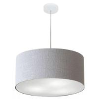 Lustre Pendente Cilíndrico Md-4049 Cúpula Em Tecido 50x21cm Rustico Cinza - Bivolt - 1