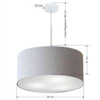 Lustre Pendente Cilíndrico Md-4049 Cúpula Em Tecido 50x21cm Rustico Cinza - Bivolt - 2