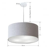 Lustre Pendente Cilíndrico Md-4049 Cúpula Em Tecido 50x21cm Rustico Cinza - Bivolt - 5