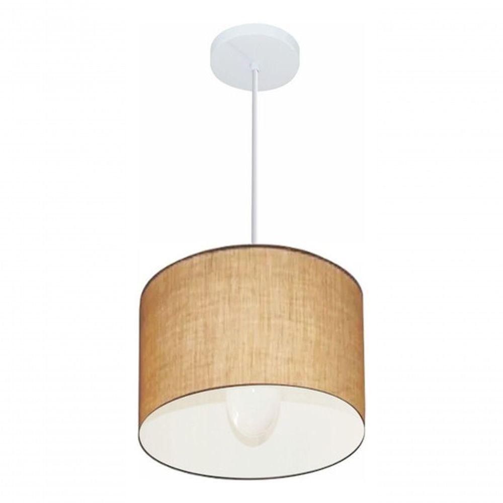 Lustre Pendente Cilíndrico Md-4113 Cúpula Em Tecido 30x25cm Palha - Bivolt - 3