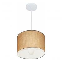 Lustre Pendente Cilíndrico Md-4113 Cúpula Em Tecido 30x25cm Palha - Bivolt - 3