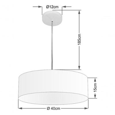 Lustre Pendente Cilíndrico Md-4132 Cúpula Em Tecido 40x15cm Vermelho - Bivolt