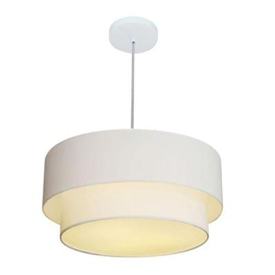 Lustre Pendente Duplo Cilíndrico Vivare Md-4355 Cúpula Em Tecido 50x40cm - Bivolt Branco 127/220v