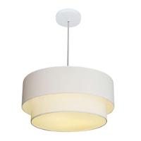 Lustre Pendente Duplo Cilíndrico Vivare Md-4355 Cúpula Em Tecido 50x40cm - Bivolt Branco 127/220v - 1