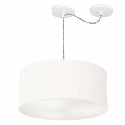 Lustre Pendente Cilíndrico Com Desvio De Centro Md-4147 Cúpula 50x25cm Branco - Bivolt