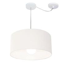 Lustre Pendente Cilíndrico Com Desvio Md-4228 Cúpula Em Tecido 45x25cm Branco - Bivolt - 1