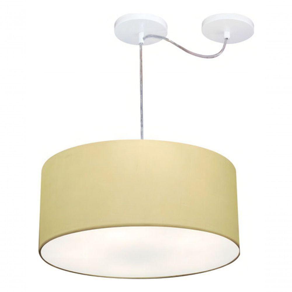 Lustre Pendente Cilíndrico Com Desvio De Centro Md-4147 Cúpula 50x25cm Algodão Crú - Bivolt - 3