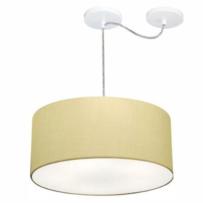 Lustre Pendente Cilíndrico Com Desvio De Centro Md-4147 Cúpula 50x25cm Algodão Crú - Bivolt
