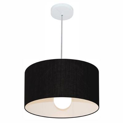 Lustre Pendente Cilíndrico Md-4031 Cúpula Em Tecido 40x21cm Preto - Bivolt