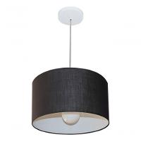 Lustre Pendente Cilíndrico Md-4031 Cúpula Em Tecido 40x21cm Preto - Bivolt - 3