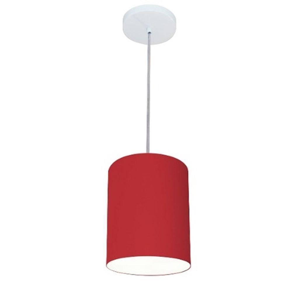 Lustre Pendente Cilíndrico Md-4012 Cúpula Em Tecido 18x25cm Bordo - Bivolt - 1