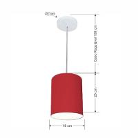 Lustre Pendente Cilíndrico Md-4012 Cúpula Em Tecido 18x25cm Bordo - Bivolt - 3