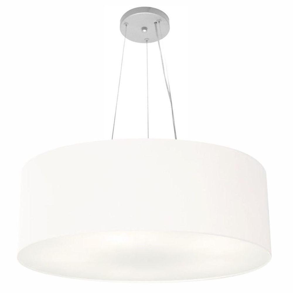 Lustre Pendente Cilíndrico Md-4010 Cúpula Em Tecido 60x21cm Branco - Bivolt - 1