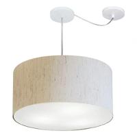 Lustre Pendente Cilíndrico Com Desvio Md-4261 Cúpula Em Tecido 50x30cm Linho Bege - Bivolt - 3