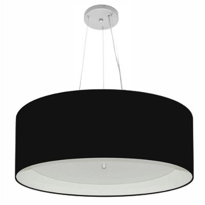Lustre Pendente Cilíndrico Md-4013 Cúpula Em Tecido 60x25cm Preto / Branco - Bivolt