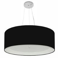 Lustre Pendente Cilíndrico Md-4013 Cúpula Em Tecido 60x25cm Preto / Branco - Bivolt - 1