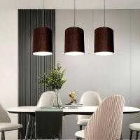 Lustre Pendente Cilíndrico Md-4012 Cúpula Em Tecido 18x25cm Café - Bivolt - 2