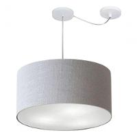 Lustre Pendente Cilíndrico Com Desvio Md-4238 Cúpula Em Tecido 45x25cm Rustico Cinza - Bivolt - 3