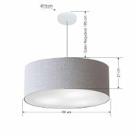Lustre Pendente Cilíndrico Md-4079 Cúpula Em Tecido 60x21cm Rustico Cinza - Bivolt - 2