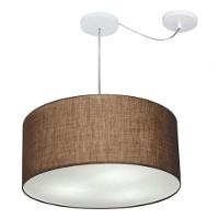 Lustre Pendente Cilíndrico Com Desvio Md-4252 Cúpula Em Tecido 55x25cm Café - Bivolt - 3