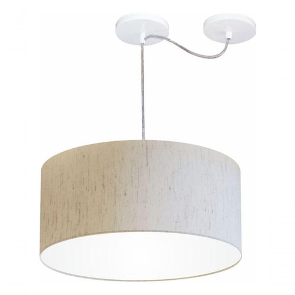 Lustre Pendente Cilíndrico Com Desvio De Centro Md-4151 Cúpula 50x25cm Linho Bege - Bivolt - 3