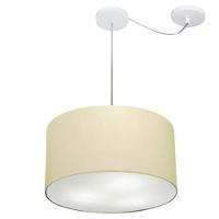 Lustre Pendente Cilíndrico Com Desvio De Centro Md-4163 Cúpula Em Tecido 40x25cm Algodão Crú - Bivolt - 1