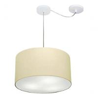 Lustre Pendente Cilíndrico Com Desvio De Centro Md-4163 Cúpula Em Tecido 40x25cm Algodão Crú - Bivolt - 3
