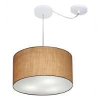 Lustre Pendente Cilíndrico Com Desvio De Centro Md-4256 Cúpula Em Tecido 40x21cm Palha - Bivolt - 3