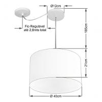 Lustre Pendente Cilíndrico Com Desvio De Centro Md-4256 Cúpula Em Tecido 40x21cm Palha - Bivolt - 4