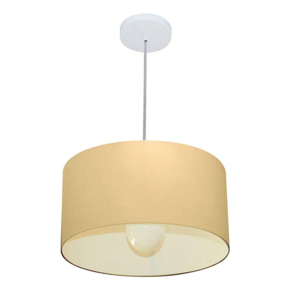 Lustre Pendente Cilíndrico Md-4031 Cúpula Em Tecido 40x21cm Algodão Crú - Bivolt - 3