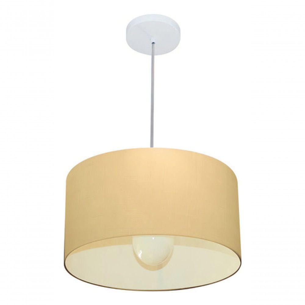 Lustre Pendente Cilíndrico Md-4031 Cúpula Em Tecido 40x21cm Algodão Crú - Bivolt - 5