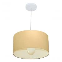 Lustre Pendente Cilíndrico Md-4031 Cúpula Em Tecido 40x21cm Algodão Crú - Bivolt - 5