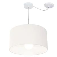 Lustre Pendente Cilíndrico Com Desvio Md-4229 Cúpula Em Tecido 45x30cm Branco - Bivolt - 1
