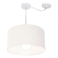 Lustre Pendente Cilíndrico Com Desvio Md-4229 Cúpula Em Tecido 45x30cm Branco - Bivolt - 3
