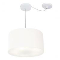 Lustre Pendente Cilíndrico Com Desvio De Centro Md-4256 Cúpula Em Tecido 40x21cm Branco - Bivolt - 3