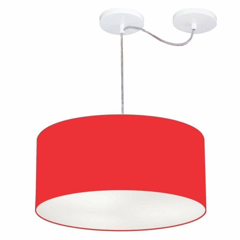 Lustre Pendente Cilíndrico Com Desvio De Centro Md-4147 Cúpula 50x25cm Vermelho - Bivolt - 1