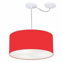 Lustre Pendente Cilíndrico Com Desvio De Centro Md-4147 Cúpula 50x25cm Vermelho - Bivolt - 1
