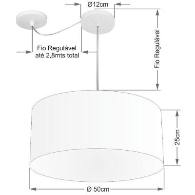 Lustre Pendente Cilíndrico Com Desvio De Centro Md-4151 Cúpula Em Tecido 50x25cm Café - Bivolt
