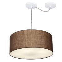 Lustre Pendente Cilíndrico Com Desvio De Centro Md-4151 Cúpula Em Tecido 50x25cm Café - Bivolt - 4