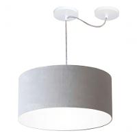 Lustre Pendente Cilíndrico Com Desvio De Centro Md-4147 Cúpula 50x25cm Rustico Cinza - Bivolt - 3