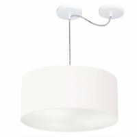 Lustre Pendente Cilíndrico Com Desvio De Centro Md-4151 Cúpula Em Tecido 50x25cm Branco - Bivolt - 1