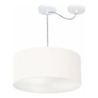 Lustre Pendente Cilíndrico Com Desvio De Centro Md-4151 Cúpula Em Tecido 50x25cm Branco - Bivolt - 3