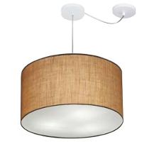 Lustre Pendente Cilíndrico Com Desvio De Centro Md-4168 Cúpula Em Tecido 60x30cm Palha - Bivolt - 1