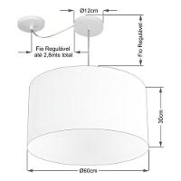 Lustre Pendente Cilíndrico Com Desvio De Centro Md-4168 Cúpula Em Tecido 60x30cm Palha - Bivolt - 4