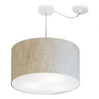 Lustre Pendente Cilíndrico Com Desvio De Centro Md-4168 Cúpula Em Tecido 60x30cm Rustico Bege - Bivolt - 3
